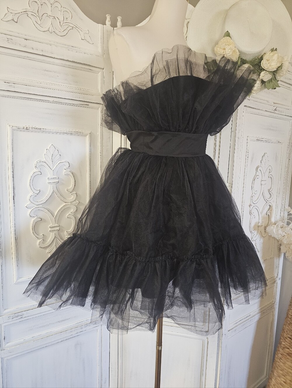 Katie May Ellee Voluminous Tulle Strapless Black Mini Dress